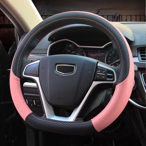 Pahajim Funda Volante Coche Tipo D Cubre Volante Coche de Cuero PU Cubierta de Volantes Forma D Transpirable Antideslizante 37-38cm para Hombres y Mujeres