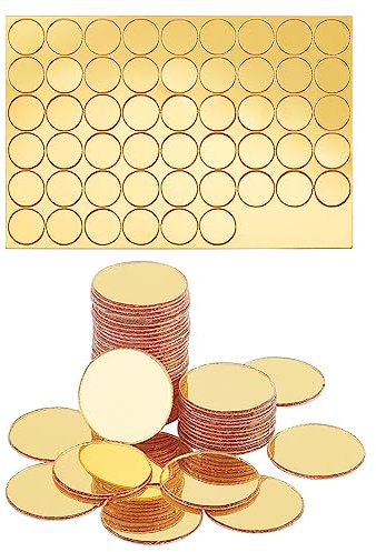PH PandHall 100pz Specchi Rotondi Dorati per Artigianato, Piastrelle A Specchio Autoadesive da Cerchi A Specchio in Acrilico Cerchi A Specchio Piccoli Adesivi Murali per Artigianato Arti Progetti