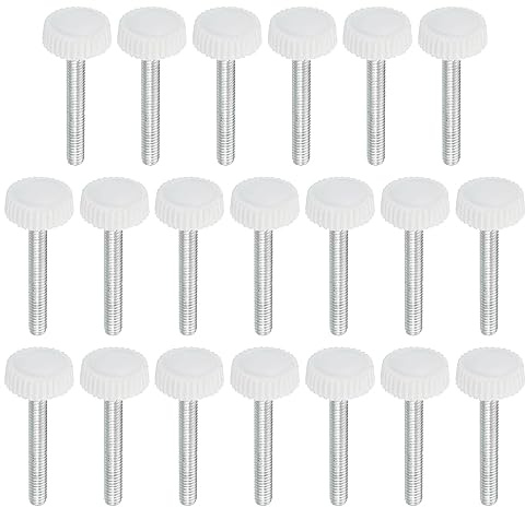PATIKIL M4x30mm Estriado Mariposa Tornillos 20 Uds Macho Rosca Redondo Sujeción Tornillos Perillas Mano Agarre Pernos Montaje Sujetadores para Iluminación Muebles Herraje Blanco
