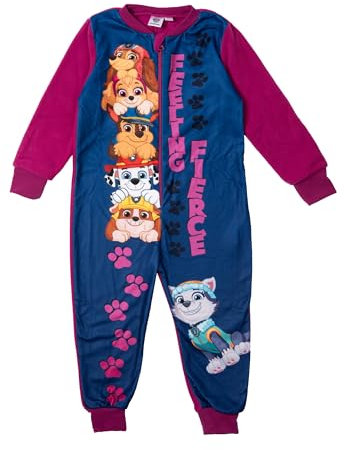 United Labels Paw Patrol Jumpsuit für Mädchen, Blau Pink, 122-128, Overall lang, Schlafanzug Einteiler für Kinder