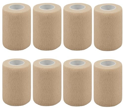 QiGui 8 Stück Selbstklebender Verband 7.5cm x 4.5m Verbandsmaterial für Pferde, Hunde & Menschen - Selbsthaftende & Elastische Bandage - Fixierbinde Haftbandage Selbstklebend