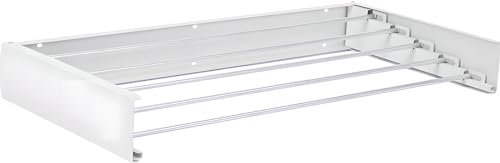 outer treasure Wall Mounted Clothes Drying Rack, Foldable Clothes Airer,Towel Rack,5-Rod Retractable Metal Washing Line for Indoor Outdoor, Drying Space Saver (White-80cm)