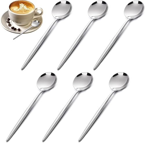 6 Pieces Stainless Steel Dessert Spoons, 12.9 cm/5 in Espresso Spoons, Stainless Steel Tea Spoon, Mini Coffee Spoons Set, Dishwasher Safe, Mirror Polished, for Home, Kitchen and Restaurant