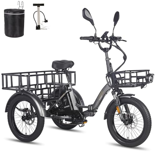 Fafrees F20 Mate E-Bike Triciclo Mujer Hombre 48 V Batería 21Ah Permitido para Carretera [Oficial] Bicicleta eléctrica para adultos 180 kg, Triciclo eléctrico plegable 20 pulgadas, bicicleta eléctrica