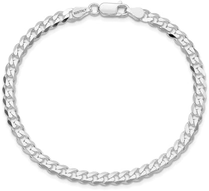 LeCalla Pulsera de cadena de plata de ley 925 para mujer | Pulsera italiana de 4,5 mm de cadena de eslabones cubanos ligeros con corte de diamante macizo de 6,5 pulgadas, fabricada en Italia