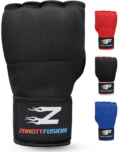Boxing Hand Wraps Inner Gloves | Advanced Gel Padded Fist Under Mitts Protection Long Wrist Straps for Men & Women | Martial Arts Punching Training Muay Thai MMA Kickboxing (Black, X-Large)