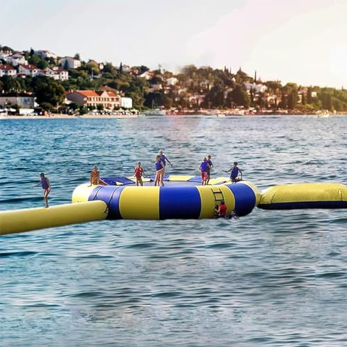 Trampolín acuático Inflable de 3 Metros con tobogán, Plataforma de Salto, Parque acuático/Escalera, trampolín acuático para Lago
