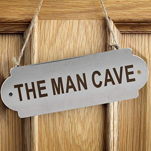 SeñAl de Jardín de Acero Inoxidable con Fuente Lottomr, Tablero Advertencia Instalación Fácil para Uso en el Hogar y Al Aire (THE MAN CAVE)