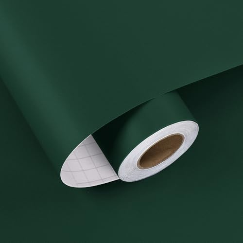 HotDecor Mörkgrön tapet för vardagsrum sovrum bänkskiva wrap skala och klistra fast vanlig grön tapet vattentät möbler vinylwrap för kök skåp retro väggdekoration tapeter 40 x 200 cm