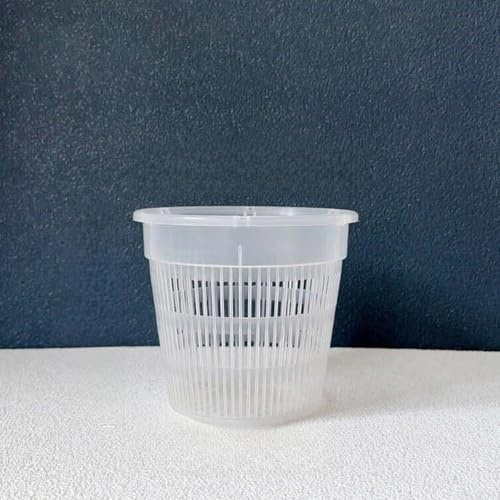 Zilimontt Confezione da 10 vasi trasparenti per orchidee con fori di drenaggio e vassoi, fioriere traspiranti in ABS per piante grasse, viole e cactus (140 mm)