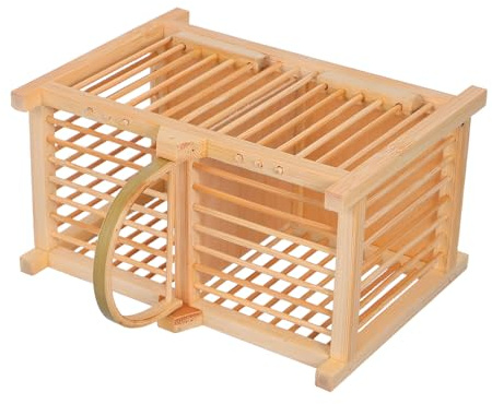 iplusmile Jaula de Madera para Pequeños Animales con Asa Habitat Seguro y Portátil para Grillos Reptiles y Hámsters Caja de Transporte y Anidación para Mascotas Pequeñas