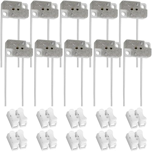 HAAMNING7 G4 GX5.3 lamphållare, rektangulär porslinsuttag för MR16 MR11 LED CFL halogenlampor med 15 cm/6 tums tråd, med trådkontakter (10 st)
