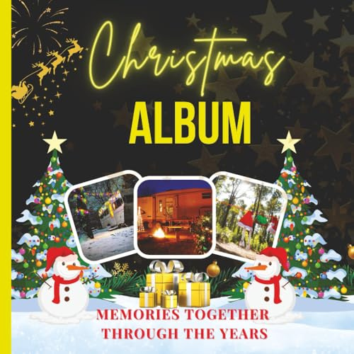 Christmas Family Photo Album Scrapbook: 112 Pages, 8.5×8.5” Size | Blank Photo Journal with Elegant Snowflake Borders