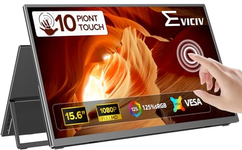 EVICIV 15.6 Touchscreen Portable Monitor, 1080P for Laptop/PC/Game Console