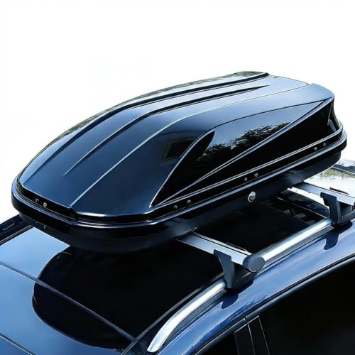 Rooftop Cargo Box Carrier, 17 Cubic Hardshell Rooftop Cargo Carrier, Dual-Side Opening, Universal Fit for Cars & SUVs, 165Lbs Weight Capacity with Secure Straps&Keys
