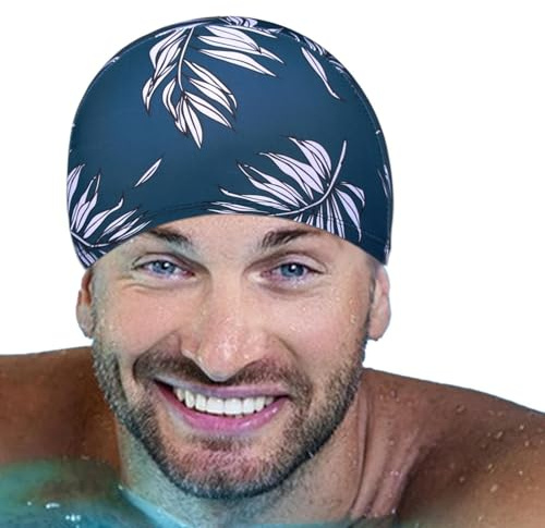 Cuffia da bagno grande per capelli lunghi, cuffia da nuoto ad alta elasticità, cuffia da bagno impermeabile, traspirante, unisex, design comodo ed elasticizzato, per donne, uomini, adolescenti, per