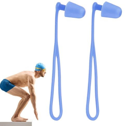 Tappi Auricolari Nuotatori Silicone Antiscivolo Impermeabile Con Cordino | Tappi Per Orecchie Riutilizzabili Acqua Nuoto Per Adulti, Donne, Uomini, Nuotatori, Casa, Sonno, All'Aperto, Surf, Kayak,
