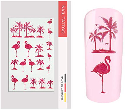 NailArt Tattoo Flamingo Palmen - Nail Art Nagel Kunst Naildesign