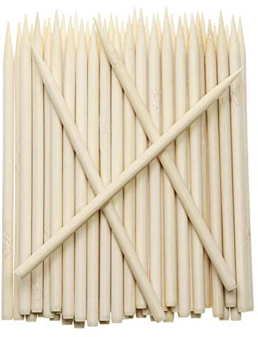 Penta Angel 5.5 inch Thick Bamboo Sticks for Cotton Candy Caramel Apple, Natural Birch Wooden Corn Dog Cob Hotdog Sticks Sausage Meat Skewers for Cheesecake Cakepop Fruit, 50Pcs