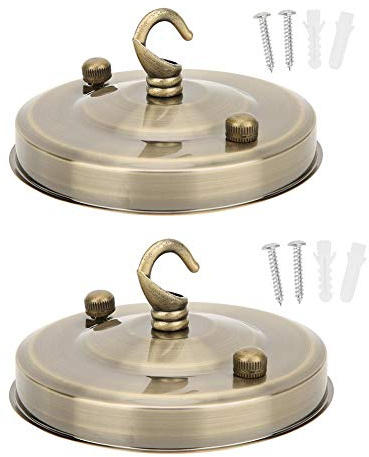 Mumusuki 2PCS Iron Chandelier Hanging Plate Hook Ceiling Light Canopy Bird Cage Lantern Hook Crystal Lamp Base Decoration DIY Fitting Accessory(Bronze)