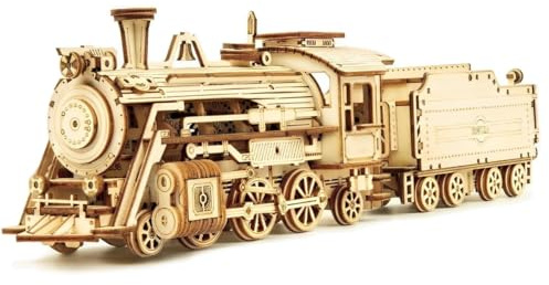 ROKR Car Model kits For Adults to Build,3D Wooden Puzzle Scale Model Vehicle,Prime Steam Express Home Decoration Gift For Teens and Adults(MC501)