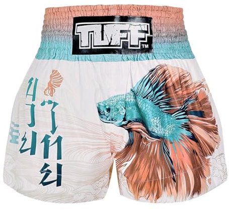 Tuff Sport Muay Thai-Shorts, Box-Shorts, traditionelle Stile, MMA, Workout, Kickboxen, Tuf-ms671-wht, Mittel