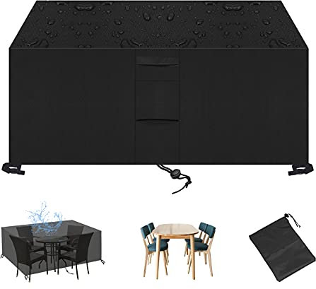 KZhanmy Salon de Jardin Housse, 420D Haute Performance Bâche Salon de Jardin Protection Mobilier,Imperméable Résistance au Vent,Respirante,Antipoussière et Résistante aux UV