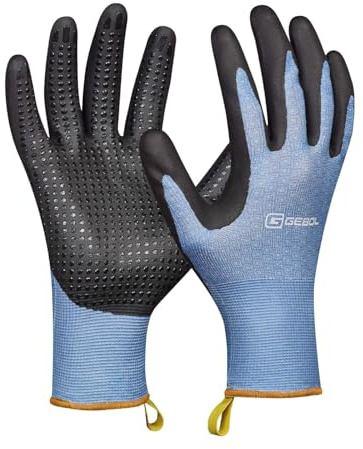 Gebol Crocus, 1 Paar Gartenhandschuhe Damen & Herren, touchscreenfähige Arbeitshandschuhe aus Recycling-Material, atmungsaktiver Strick mit COOLMAX-Faser, Gr. XL/10, Blau