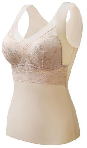 Topas de Ropa Interior térmica para Mujeres, Chaleco térmico Forrado de vellón de Cuello en V, Capa Base de Camisola de Sujetador 2 en 1, Capa Base de Cami cámaras sin Mangas, cazas Base cálidas