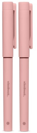 schreibwerk Tintenroller - 2er Set - Tintenschreiber für Rechts- und Linkshänder - Linienstärke 0,5 mm dünn - Rosa