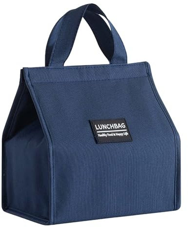 Zimoer Bolsa Termica Porta Alimentos, Bolsa de Aislamiento de Almuerzo, Porta Alimentos Impermeable, Bolsa Comida Trabajo, Bolsa de Almuerzo Portátil, Bolsa Termica Nevera para Viajes (Azul Marino)