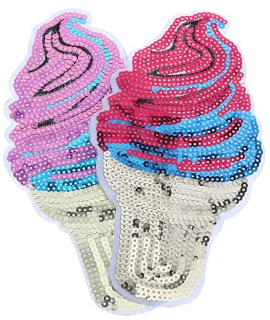 HAPINARY 2stücke Pailletten Eiscreme Aufnäher Applikationen Diy Handwerk Deko Patches Für Kleidung Taschen Hüte Schuhe Socken