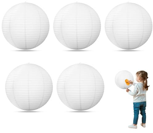 AYNKH 5 Pcs Lampshade Paper Lampshades for Ceiling Lights White Round Paper Lanterns 10cm White Lampshade for Wedding Decorations, Party Props Supplies