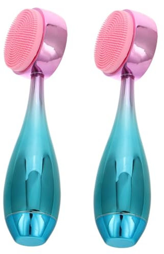 Generic 2pcs Facial Cleansing Massage Brush Cleaning Tools Scrub Brush Skin Care Tools Face Scrubber Facial ES Silicone Scrubber Face Cleansing Lip Exfoliator Plastic