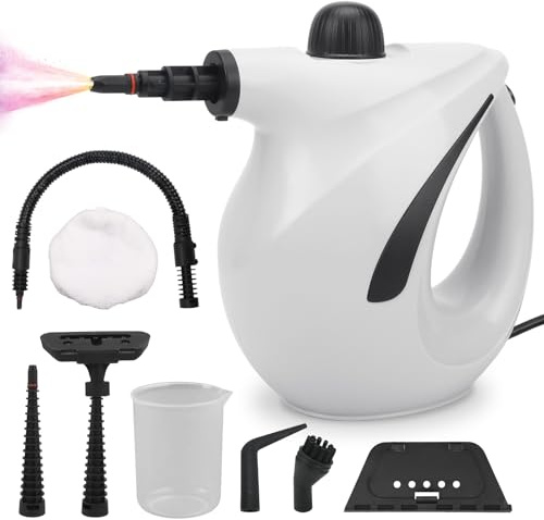 Catolsss Limpiador de vapor manual, 1200 W, limpiador de vapor para todo con 8 accesorios, 3,2 bar, presión de vapor de 700 ml, portátil para ventanas, cocina, suelo, coche