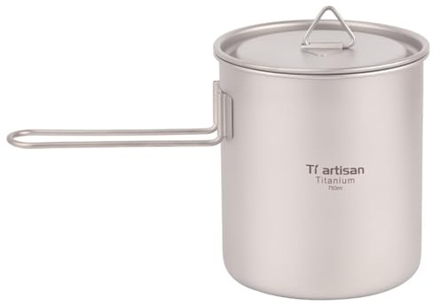 Moliuoly Casserole de camping en titane ultra légère avec couvercle et poignée amovible 550 ml Gobelet de cuisine d'extérieur pour randonnée, voyage, pique-nique