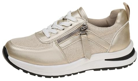 Generisch Zapatillas con cremallera para mujer, zapatillas de plataforma para mujer, zapatos de senderismo de invierno, cómodos, informales, cálidas, ortopédicas, zapatillas deportivas suaves y