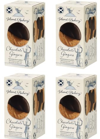 Island Biscuits Dark Chocolate Ginger Biscuits 133g x 4 Pack | Spicy Stem Ginger with Rich Dark Chocolate