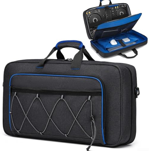 Borsa portaoggetti in tessuto Oxford per apparecchiature DJ, laptop da 15,6 pollici e strumenti musicali, custodia protettiva multifunzionale per DDJ-FLX4, DDJ-400, DDJ-REV1 (grigio)