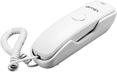 Ornin T102 Trimline Corded Telephone, Wall mountable, Last Number Redial, Mute, M1/M2 One Touch Memory, Ringer Volume Adjustable(White)-UK Version