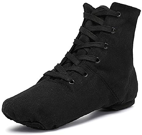 Smithmelody Canvas Jazz Dancing Sneakers Ballet Dance Boots for Girls Boys (3 Big Kid/34，Black
