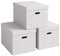 VON Leitz 3er Set Aufbewahrungsbox mit Deckel, 46 L, Extra groß, 100 % Recyclingkarton, Geometrisches Design, Für Schule, Studium und Haushalt, Weiß, 3 Stück, 61420001