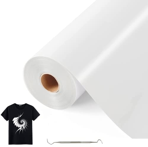 Bocguy Película de Vinilo Textil Blanco, 30.5 CM X 10M Rollos de HTV Vinilo Transferencia Térmica para Planchar Transferencia de Calor en DIY Camisetas y Más Telas, Fácil de Cortar (Blanco)