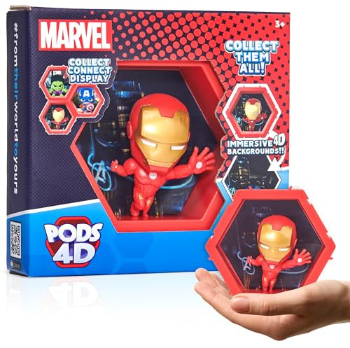 WOW! PODS - Figurine 4D Marvel Ironman, Unique à Collectionner à tête branlante Qui éclate de Leur Monde dans Le vôtre, Affichage Mural ou étagère, Jouets et Cadeaux Marvel Série 1 n° 408
