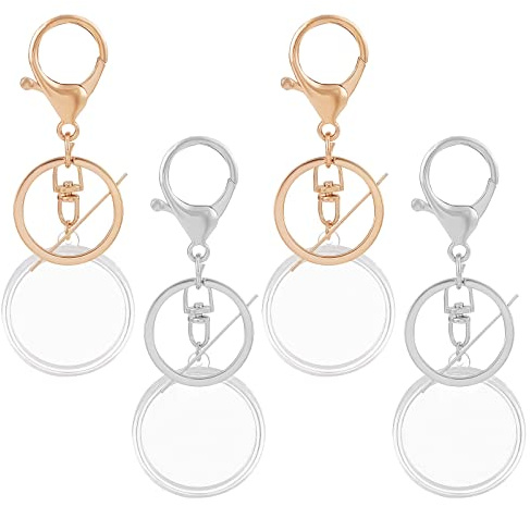 WEBEEDY 4 Uds Monedero Acrílico, Estuche Redondo para Monedas con Anillo de Almohadilla, Cápsula para Monedas con Llavero, Llavero de Aleación con Monedero para moneda de 34 mm
