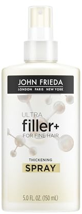 John Frieda ULTRAfiller+ Thickening Spray, Thickening & Strengthening Spray for Damaged or Thin Hair, Infused with Biotin and Hyaluronic Acid to Strengthen Hair for Thicker Fuller Results, 5 Oz