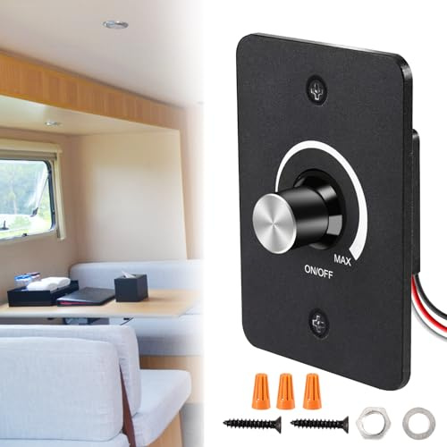 Begonia DC 12V LED-Dimmerströmbrytare - Steglös Dimning för RV-Ljus, 5A 3 Trådar - Interiörbelysning för Släpvagn, Båt, Bil och Lastbil