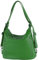 modamoda de T249 Damen Rucksack Schultertasche 2 in 1 aus Leder handmade in Italy, Farbe:Blattgrün