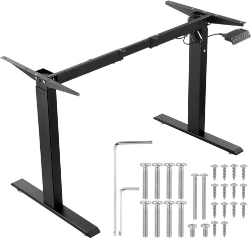 VEVOR Schreibtisch Gestell, verstellbare 70–117 cm Höhe und 95–158 cm Länge, elektrische Tischgestell für Computertische, ergonomische DIY-Arbeitsplatzbasis für das Büro Zuhause (nur schwarzer Rahmen)
