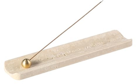 Cahzfie Luxuriöse Italien Travertin Räucherstäbchen Halter, Räucherstäbchenhalter, Weihrauch Brenner Asche Fänger, Stick Räuchergefäß für Heimdekoration, Yoga, Meditation (Travertino Romano)